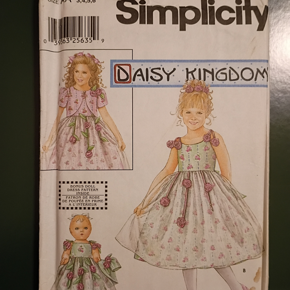 7112 Simplicity Daisy Kingdom Kids Formal Dress Pattern - Pink and Green Floral